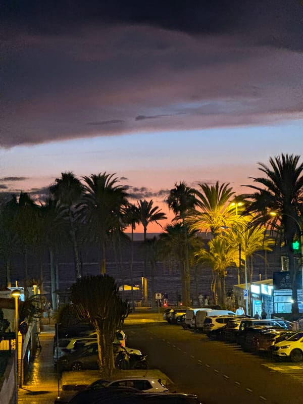 Tenerife resort strip at sunset, from waves to nightlife