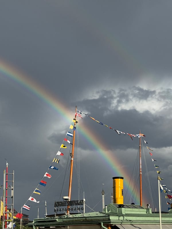 Double rainbow over Stockholm's waterfront, July 2026