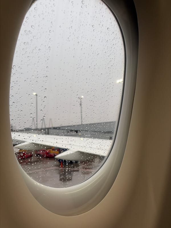 Rainy day view through window in Chicago