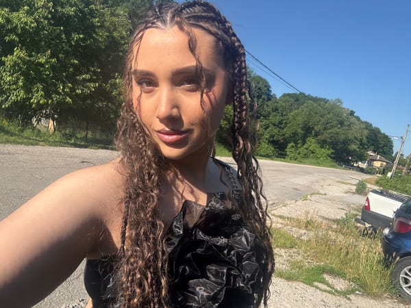Woman takes selfies outdoors and in car in Gabrovo