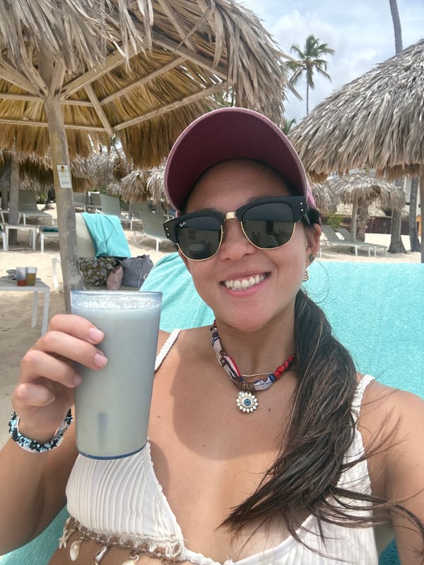 Woman enjoys beach day at Dominican Republic resort