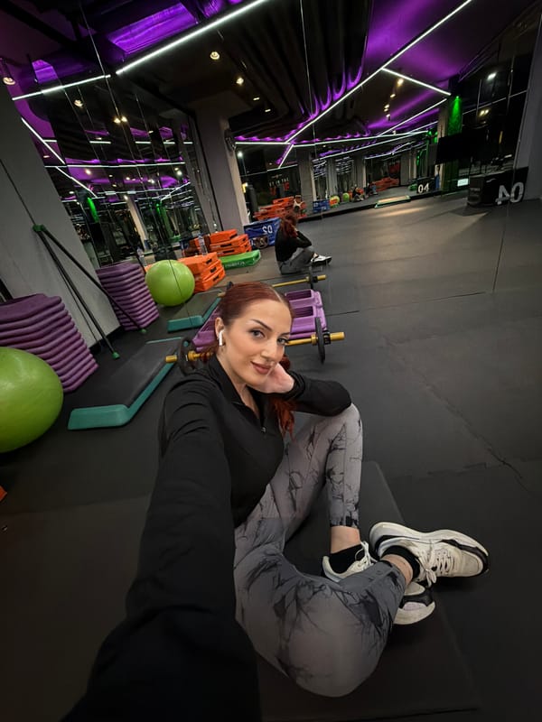 Woman exercising at Sofia gym during evening workout session