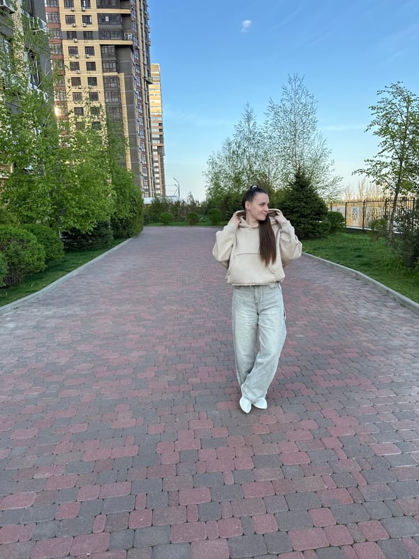 Woman walks through residential area in Rostov-on-Don