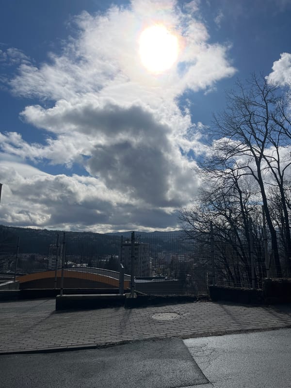 Morning view captured of Gabrovo, Bulgaria under partly cloudy skies