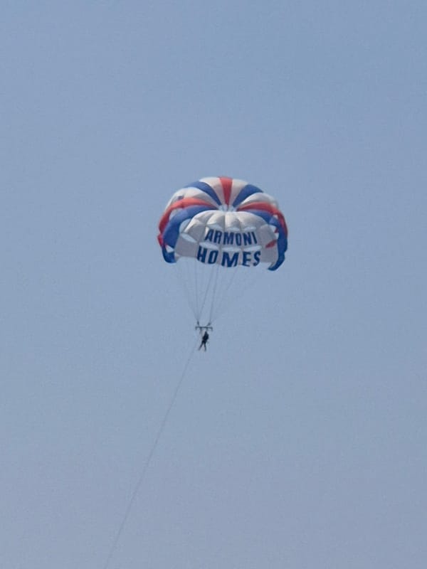 Parasailer with advertising banner spotted over Mediterranean near Alanya