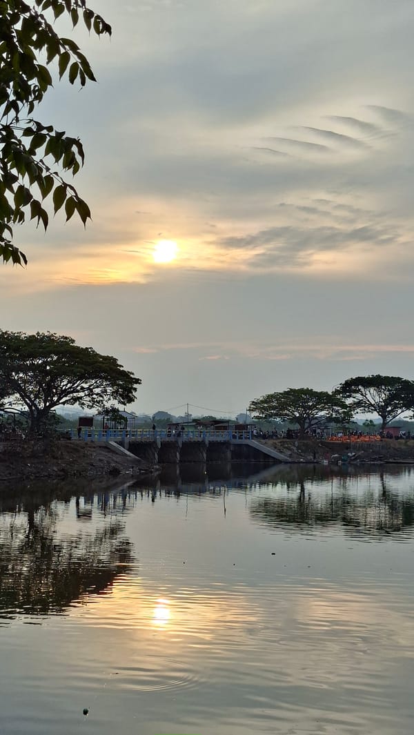 Morning activity at a waterfront park in Lhokseumawe