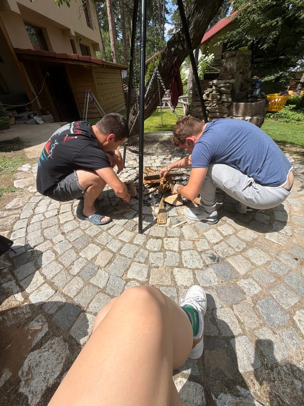 Forest drive, wooded house, and outdoor fire prep