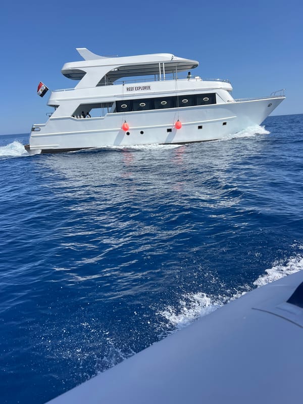 Boats on the Red Sea off Sharm El Sheikh's developing coastline