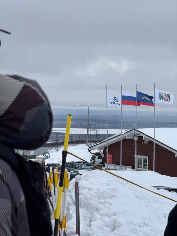 Winter landscape documented in Kirovsk, Russia under overcast skies