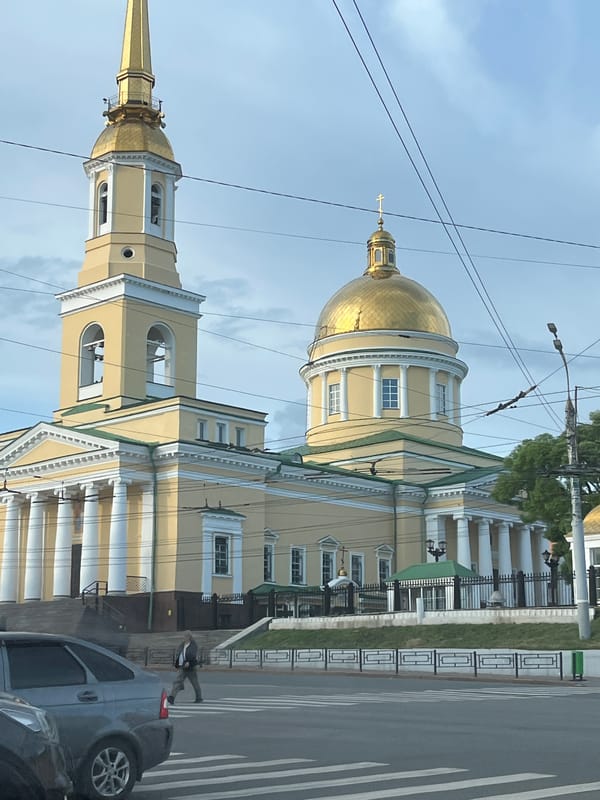 Street activity observed near St. Michael's Cathedral, Izhevsk