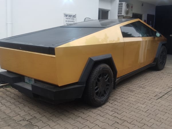 Gold Cybertruck and red Corvette C8 spotted in Abuja