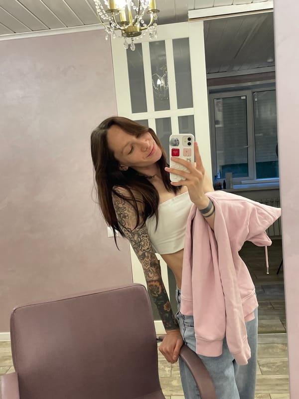 Woman takes mirror selfie in Izhevsk, Russia