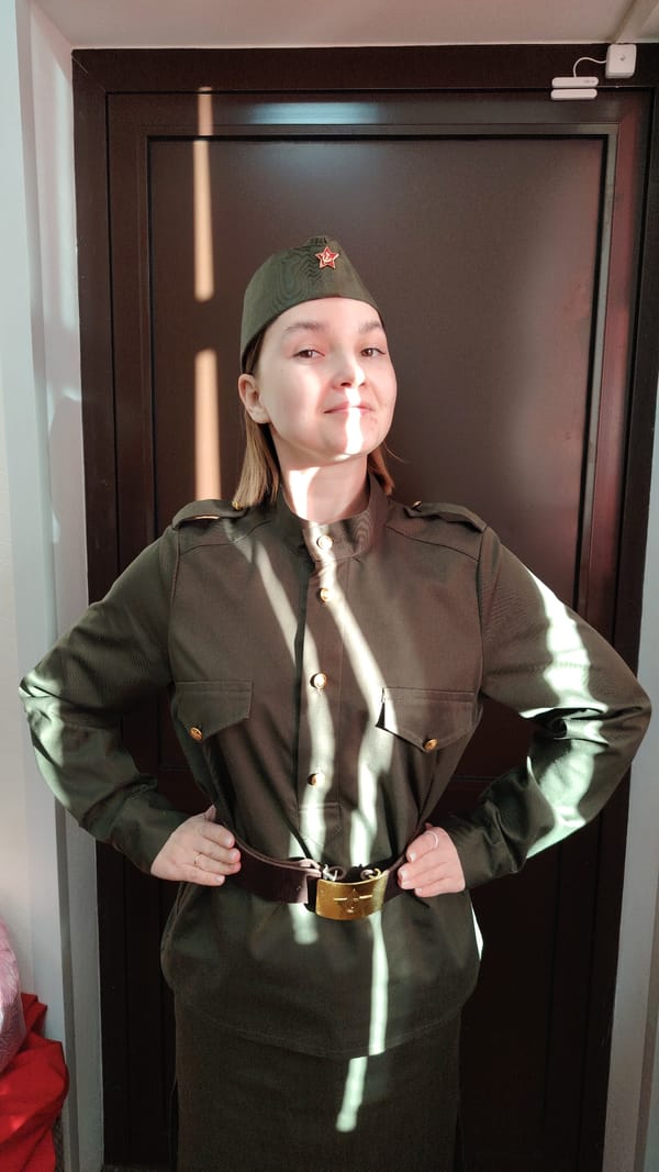 Woman photographed in military uniform and casual selfie