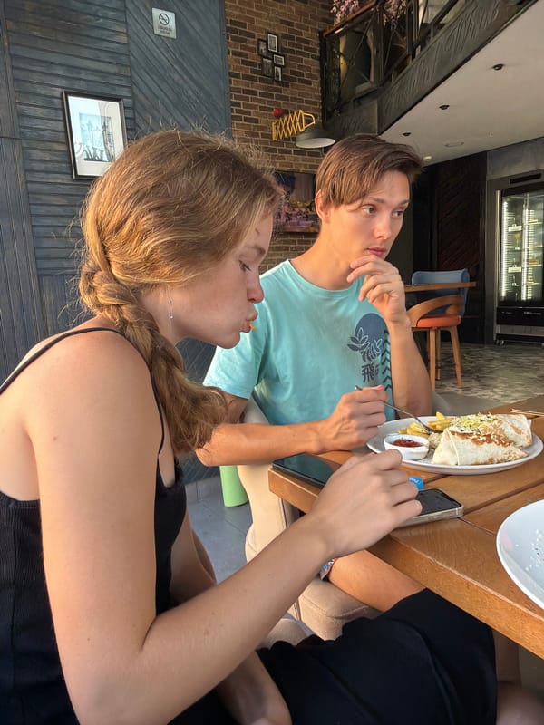 Morning café breakfast in Budva, Montenegro