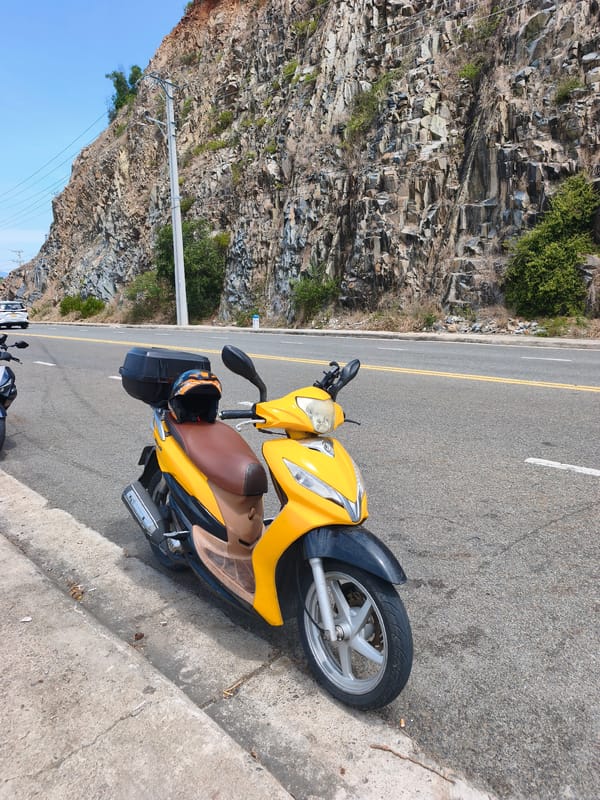 Goats, scooters, and cliffside ocean views on a Nha Trang coastal road