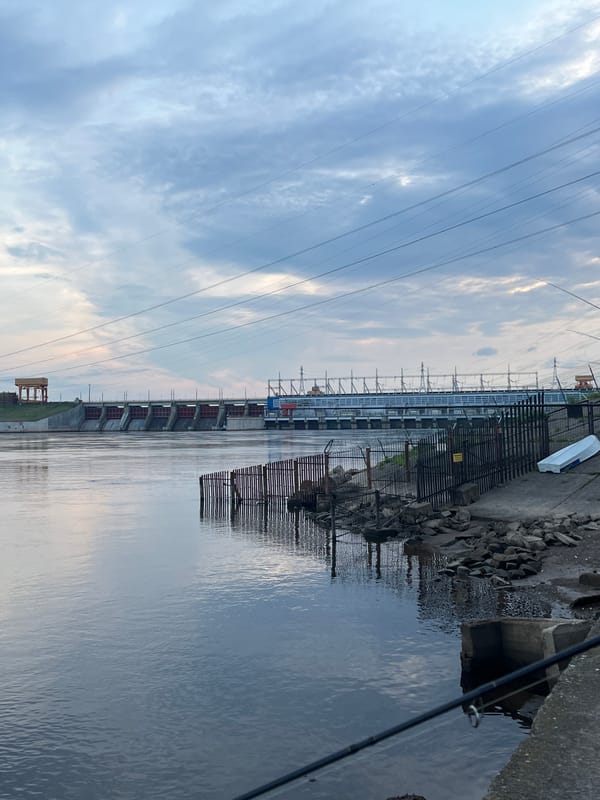 Morning walk documents industrial waterfront in Chaikovsky, Russia
