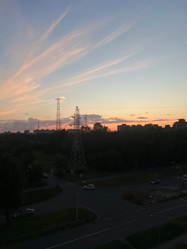 Sunset over Shushary's residential outskirts, captured from multiple angles
