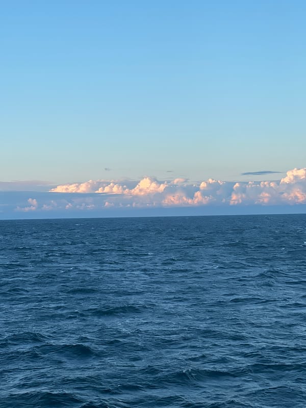 Baltic Sea at dusk, ship on the horizon