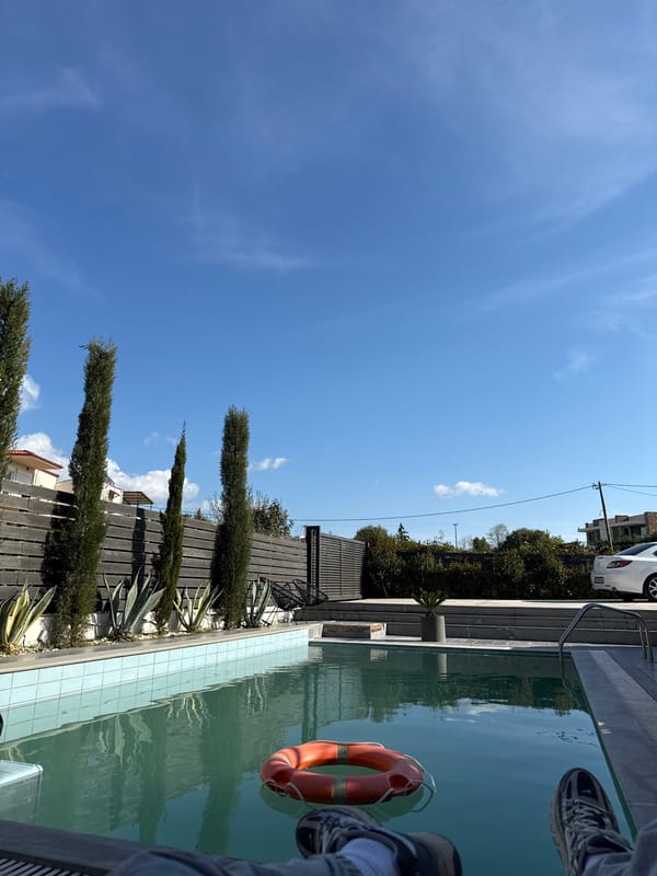 Residential pool scene captured in Kassandra, Greece