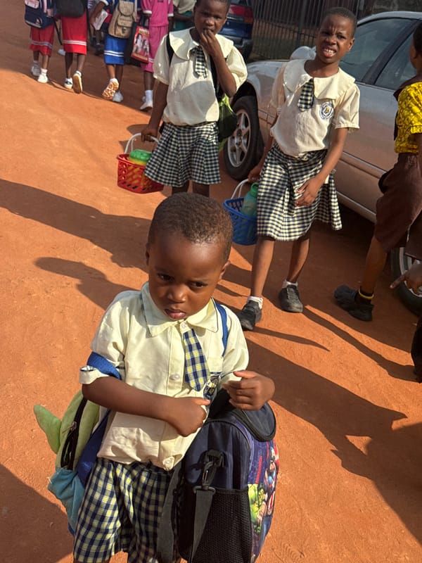 Students outside school in Onitsha, Nigeria