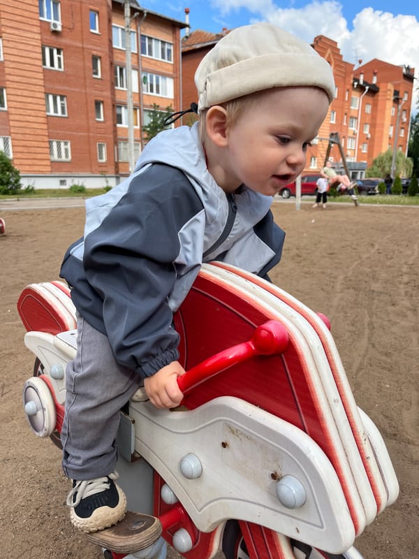 Families enjoy sunny afternoon outdoors in Chaikovsky, Russia