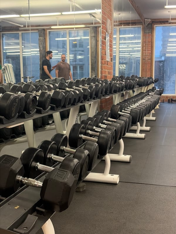 Late night gym equipment documented in Montreal fitness facility