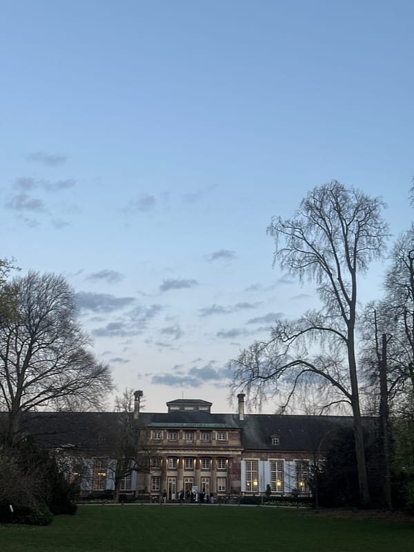 Evening documentation of university building and farewell message in Strasbourg