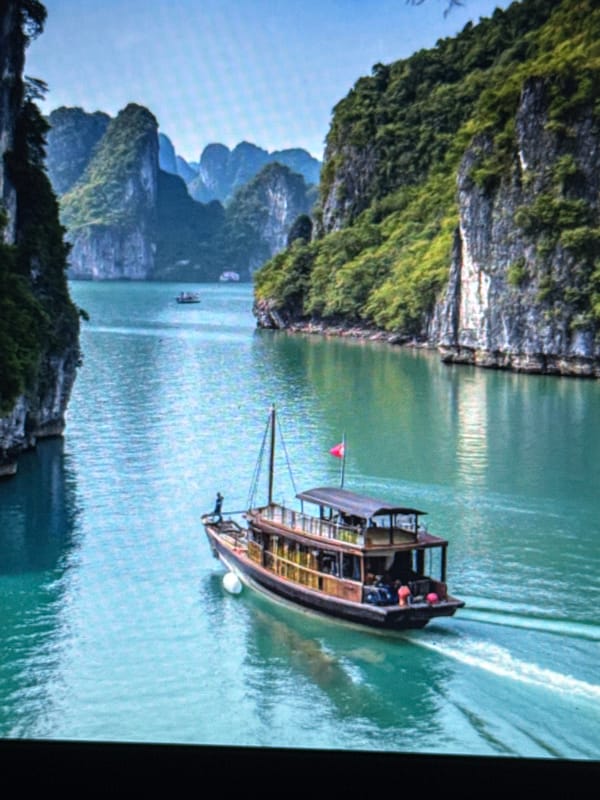 Southeast Asian landscapes, temples, and beaches with scattered cartoon imagery