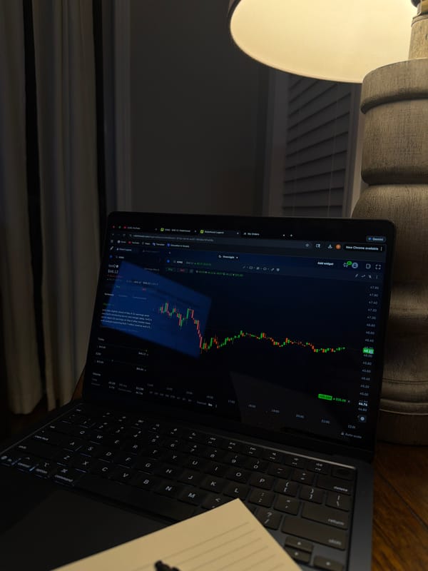 Late-night stock trading session captured in Myrtle Beach