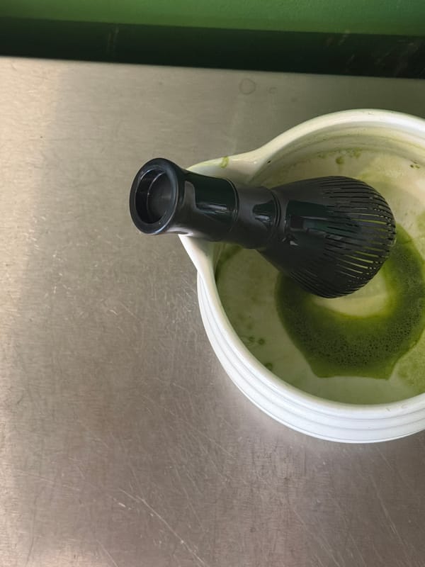 Matcha shop operations documented in Sofia morning hours