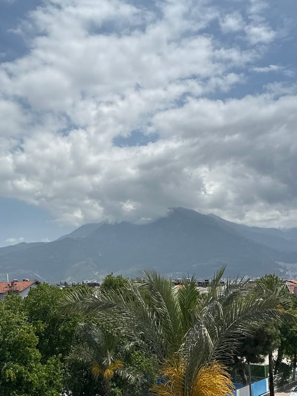 Cloudy mountain views documented in Fethiye, Turkey
