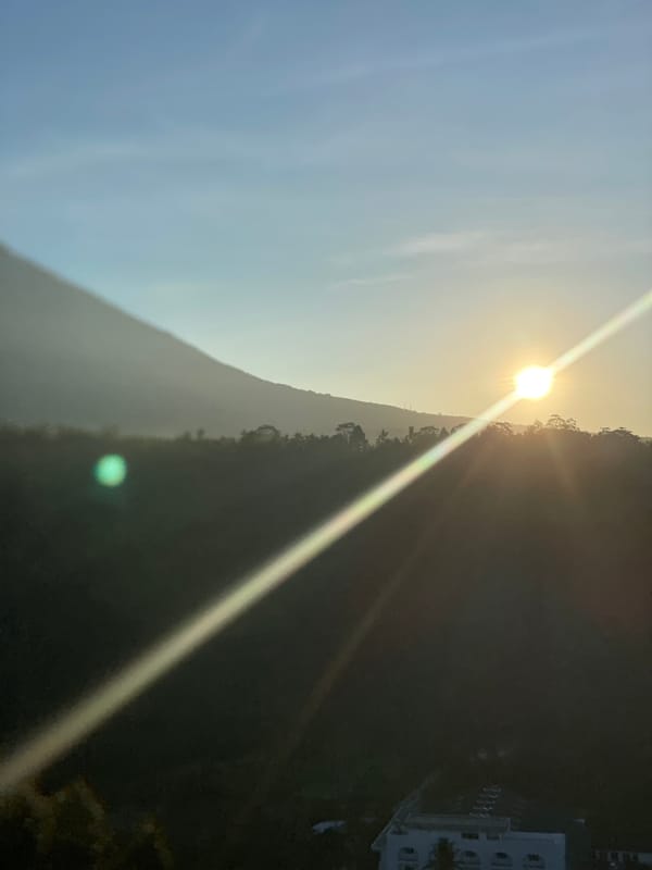 Morning balcony views captured in tropical Rendang, Indonesia