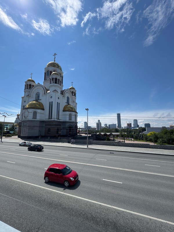 Church on Blood and city scenes across a sunny Yekaterinburg morning