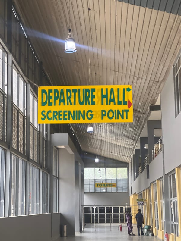 Passenger documents airport journey in Kwi, Nigeria before Lagos flight