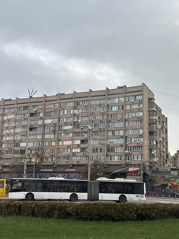 Early morning street scene documented in central Kyiv