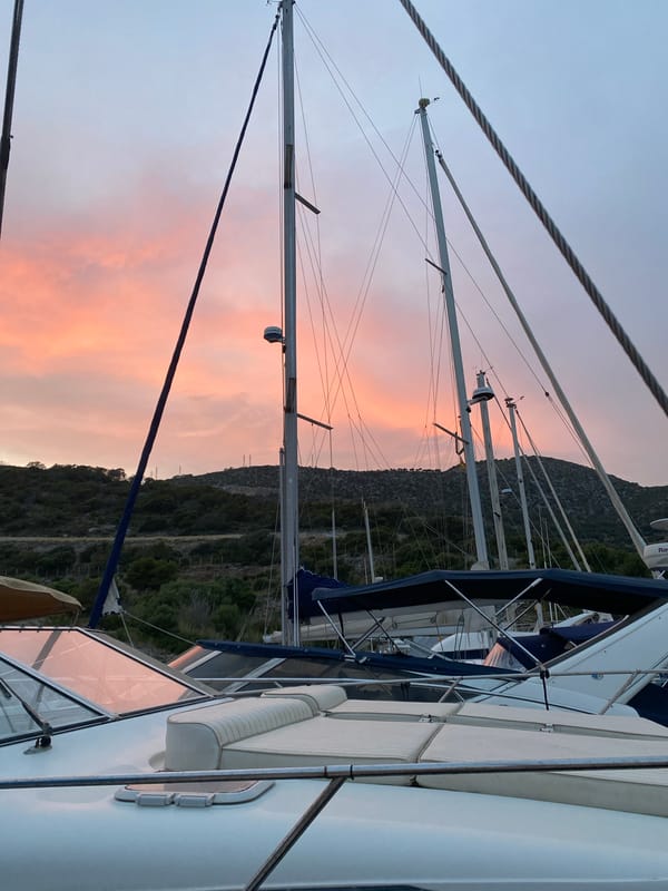 Evening marina scene captured in Sitges, Spain harbor