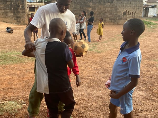Children gather for outdoor play in Bukuru, Nigeria