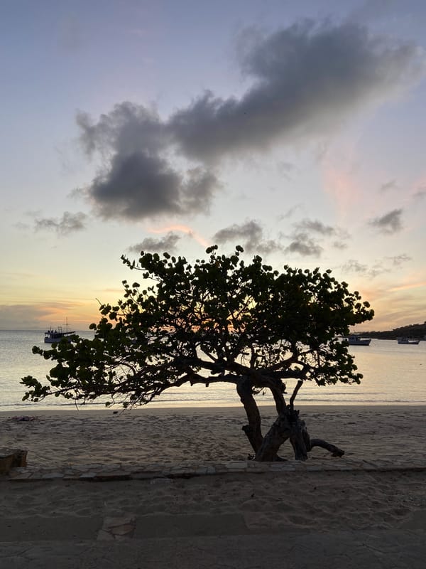 Sunset observed along Juan Griego coastline, Venezuela