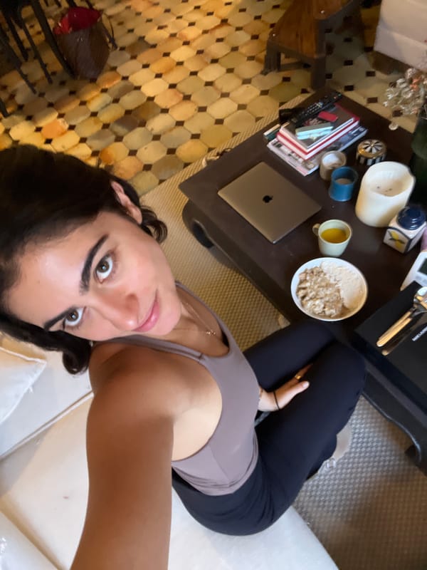 Woman documents dinner and selfies in Paris apartment
