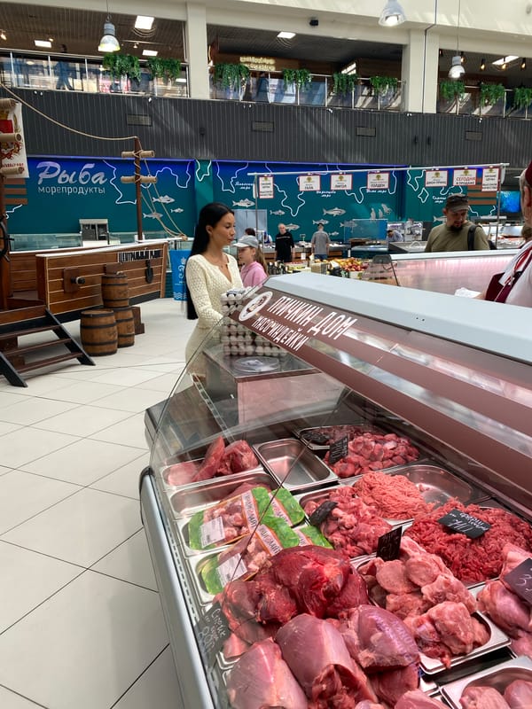 Inside a Novaya Usman' market on a quiet morning