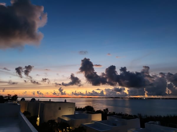 Twilight clouds and color over Miyakojima's waterfront