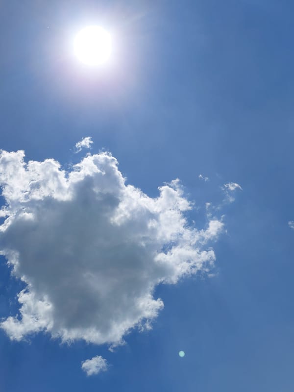 Bright summer sky above Novosibirsk on a clear June morning