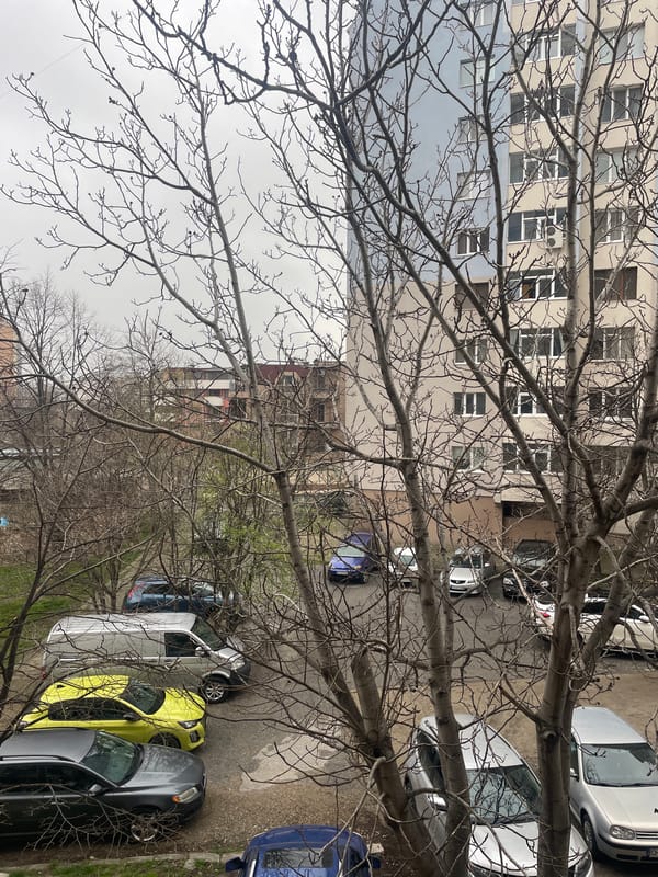 Morning courtyard view captured in Sliven, Bulgaria