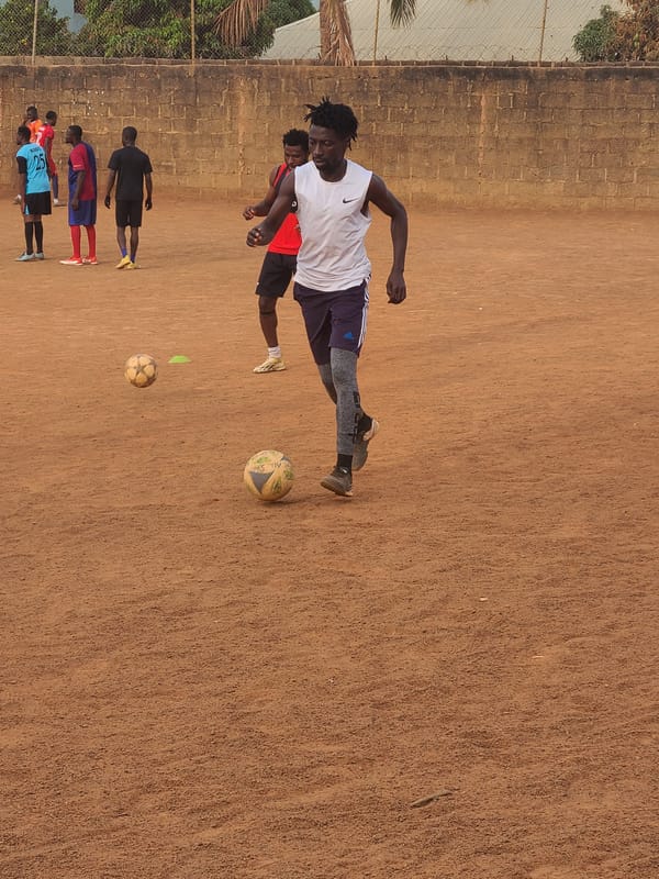Soccer training session held on dirt field in Nigeria