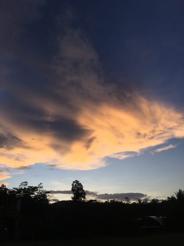 Peach clouds observed at dawn in Ban Tai, Thailand