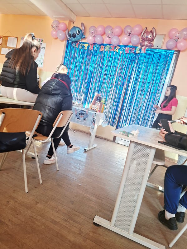 Birthday celebration observed in decorated room in Iskar, Bulgaria