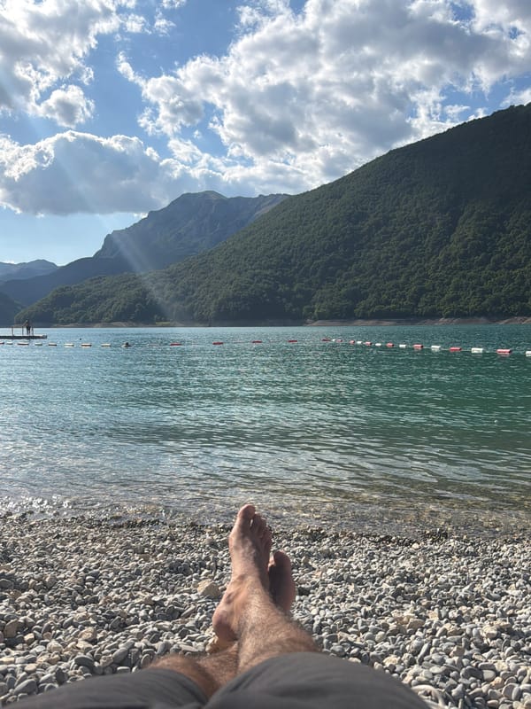 Lazy afternoon at a crystal-clear Montenegrin lake