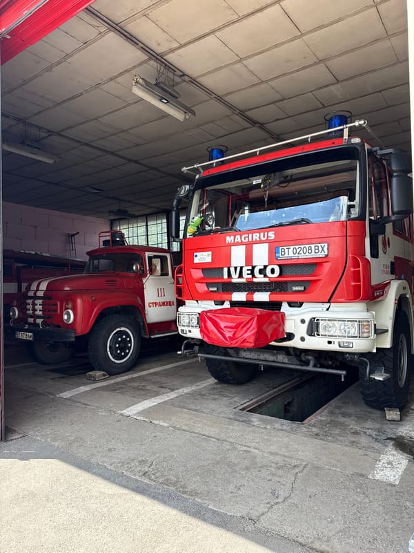 Fire trucks and commercial vehicles spotted in Strazhitsa, Bulgaria