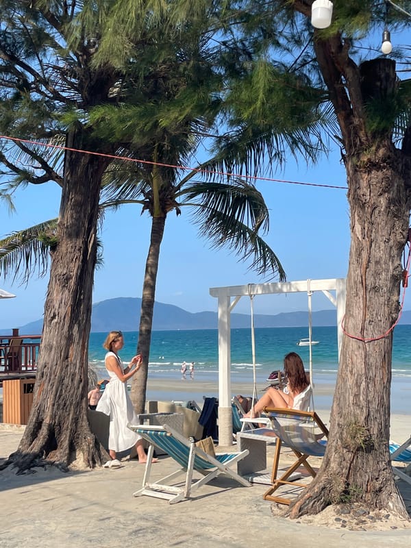 Morning beach activities documented at Vietnam coastal resort