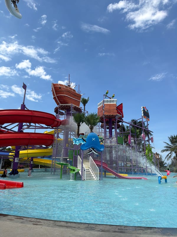Pirate-themed water park in Dong Ninh Hoa on a sunny morning